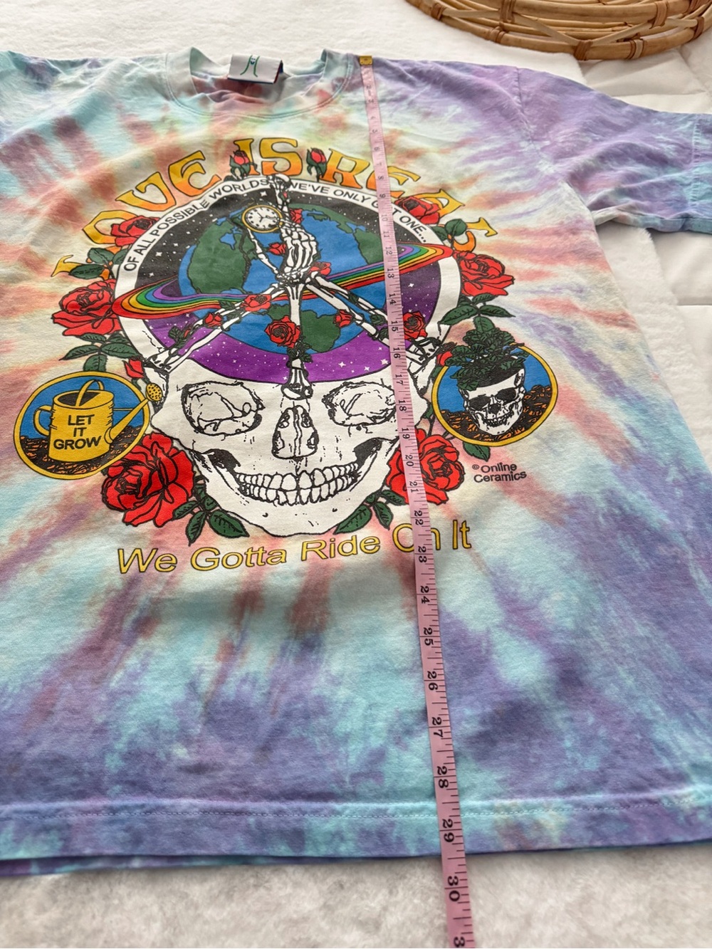 Online Ceramics Tie Dye Love is Real Tee T-shirt Crew Neck Skull Men’s XL - Picture 8 of 8